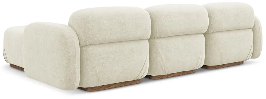 Colțar modular crem cu tapițerie din țesătură bouclé Ailani – Makamii