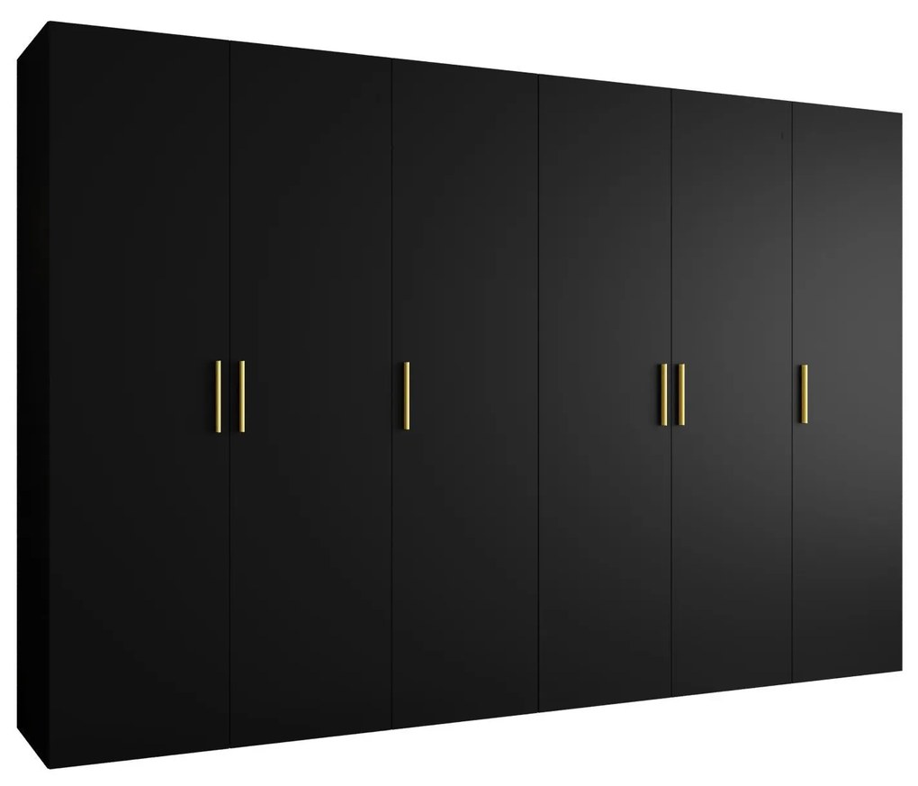 Dulap de haine 300 cm Borry 1 (Negru + Auriu). 1125796