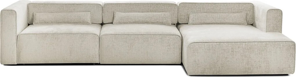 Colțar Extensibil 5 locuri ZANETTO, cu ladă de depozitare, 340x157x70 cm, Crem-Onyx / Dreapta