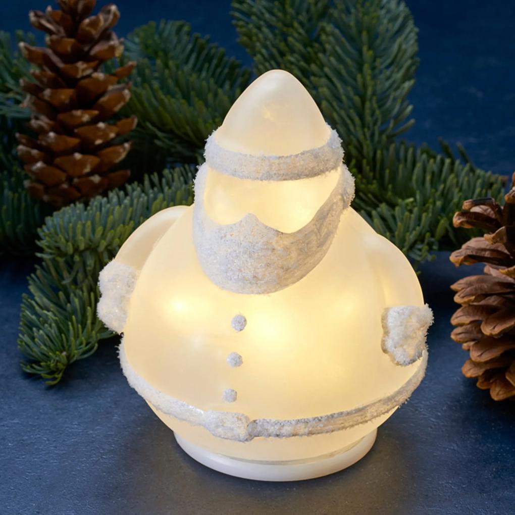 Decoratiune luminoasa Santa, 12,5 cm, 10 LED-uri, sticla opaca, alb