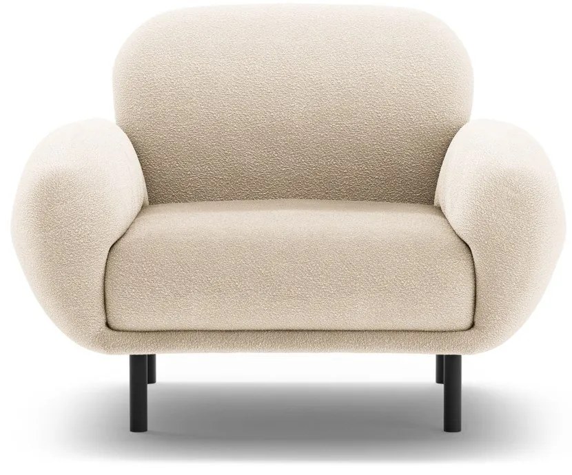 Fotoliu bej cu tapițerie din țesătură bouclé Poppy – Micadoni