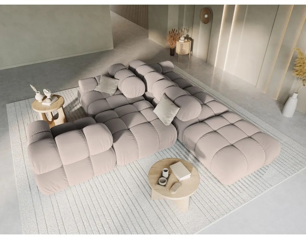 Canapea modulară maro deschis cu tapițerie din catifea 282 cm Bellis – Micadoni