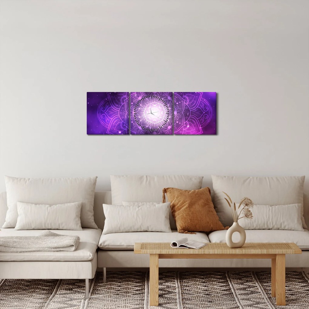Tablou abstracției violete (cu ceas) (90x30 cm)