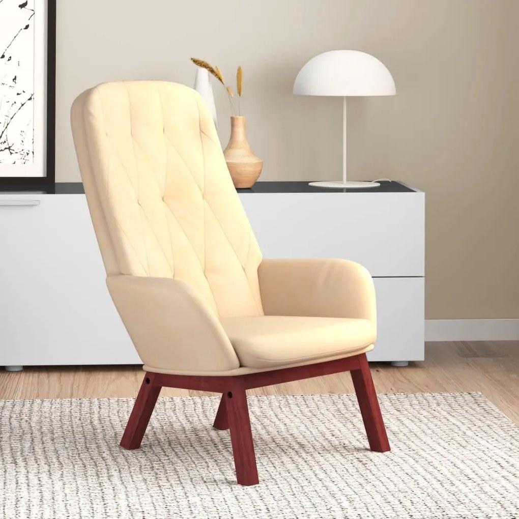 341227 vidaXL Scaun de relaxare, alb crem, catifea