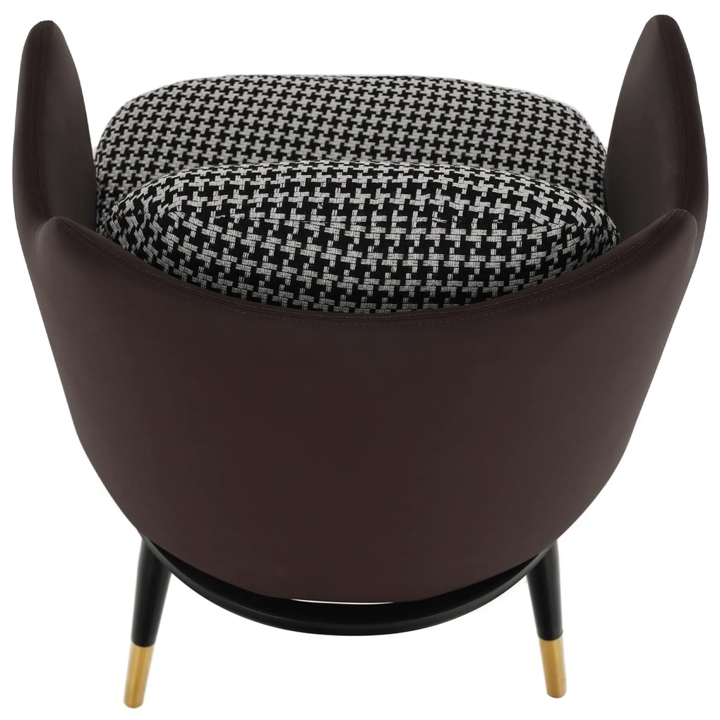 Fotoliu design, model alb-negru/ piele ecologică maro, EMREN