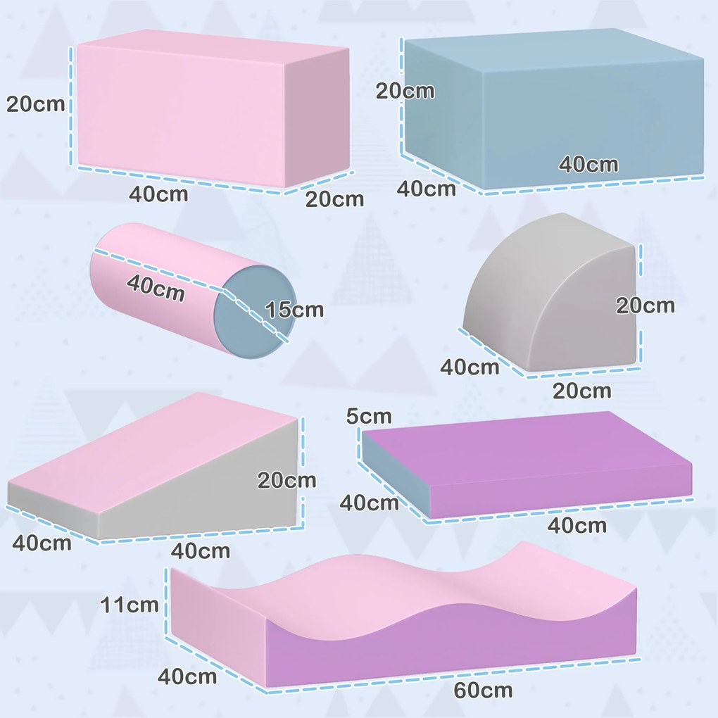HOMCOM Set de Cuburi Moi pentru Copii, stimulează creativitatea, piele artificială, 40x40x20 cm, Multicolor, 1-3 ani | Aosom Romania