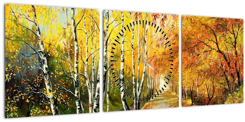 Tablou - Alee romantică de-a lungul apei, pictură în ulei (cu ceas) (90x30 cm)