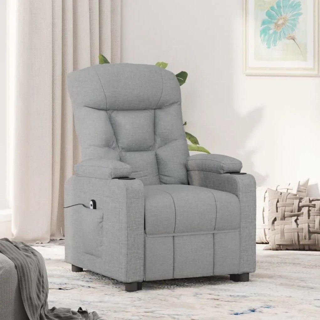 vidaXL Fotoliu rabatabil electric, gri deschis, textil