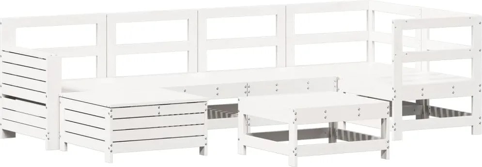 vidaXL Set canapea de grădină, 7 piese, alb, lemn masiv de pin