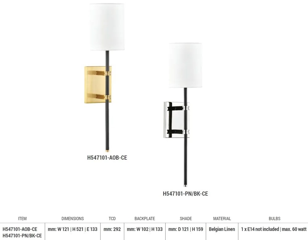 Aplica de perete design modern DENISE nichel lucios, negru