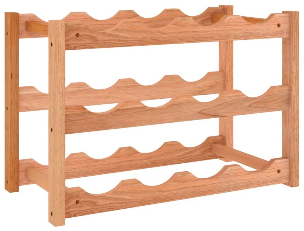 350360 vidaXL Raft de vin pentru 12 sticle, lemn masiv de nuc