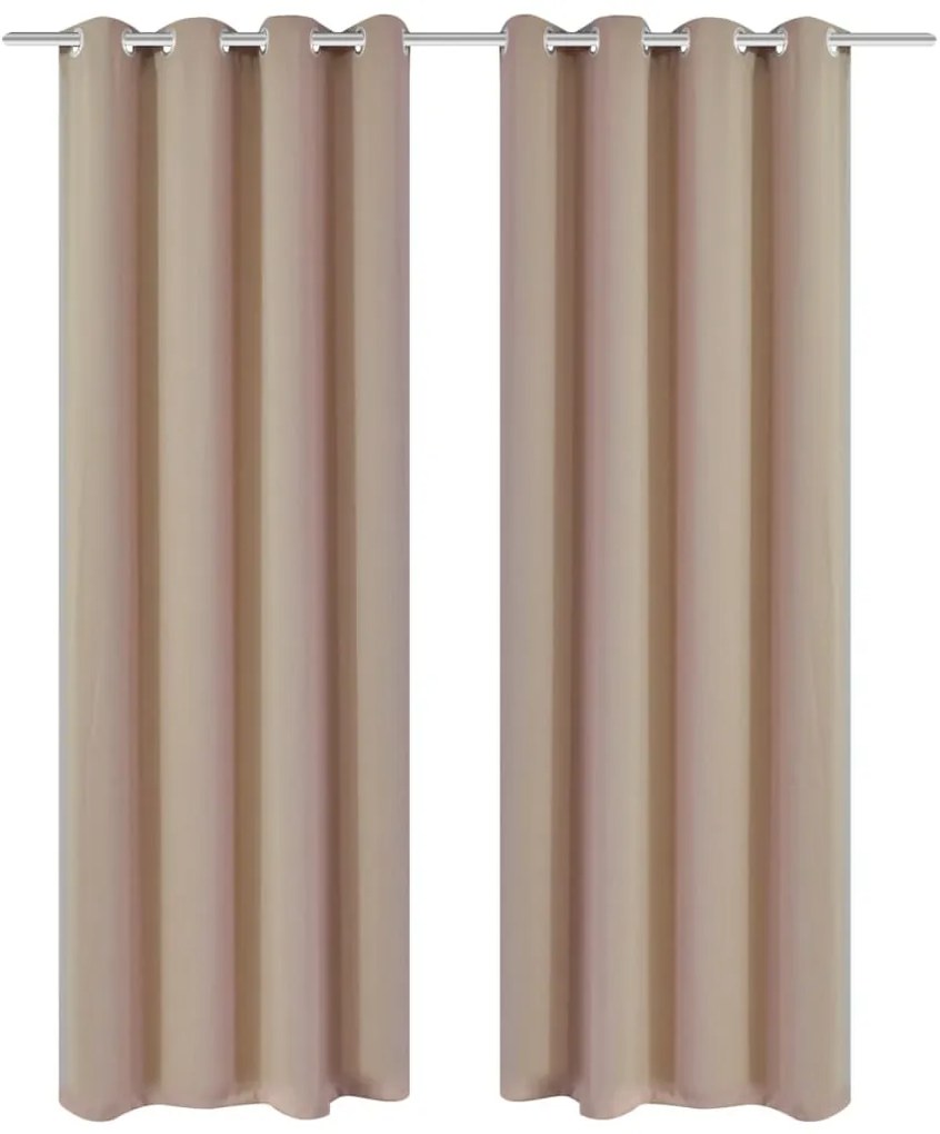 Draperii opace cu inele metalice, 2 buc., crem, 135 x 245 cm