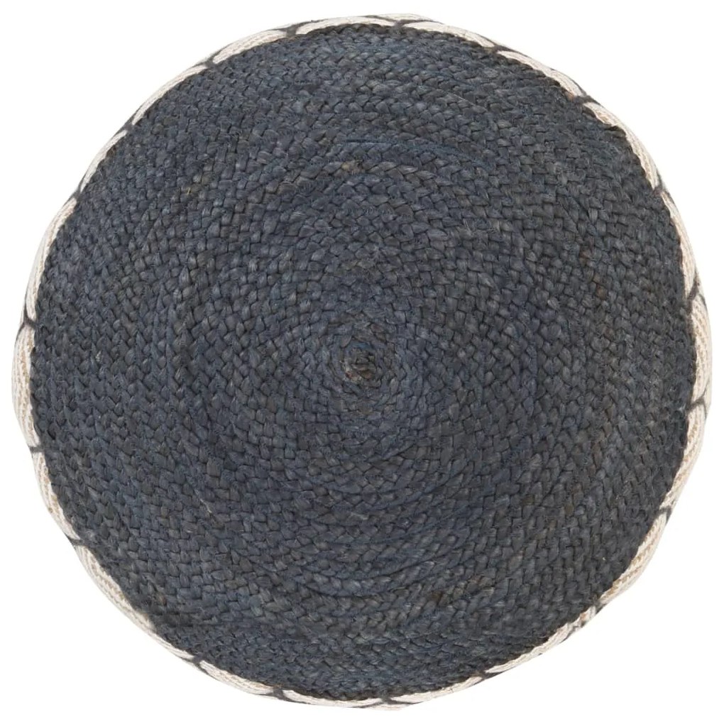 Fotoliu pouf tricotat manual, iuta si bumbac, 50x30 cm albastru