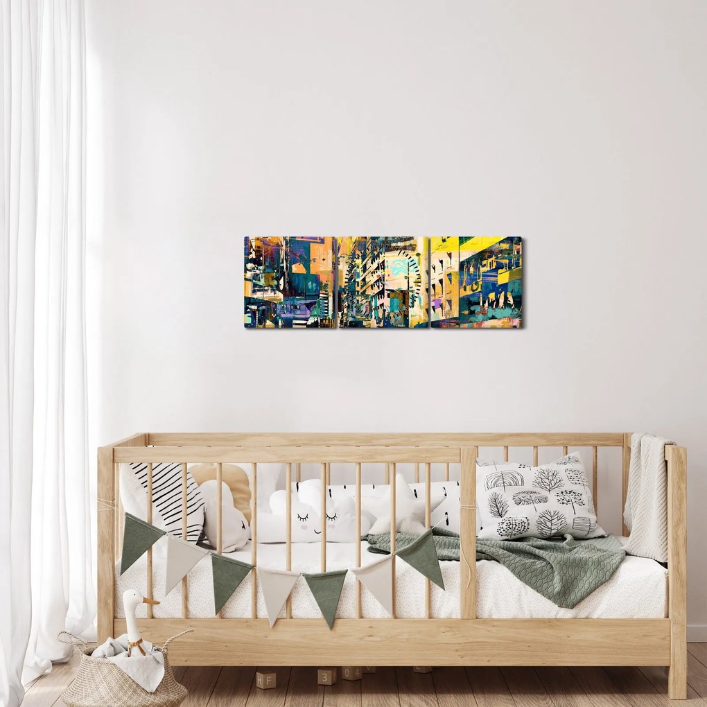 Tablou abstacțiunii pictate (cu ceas) (90x30 cm)