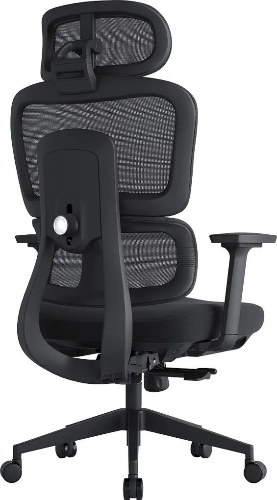 Scaun ergonomic premium Kino-H, spătar reglabil pe înălțime, suport lombar reglabil, tetieră 3D, cotiere 3D, șezut glisant, reclinare 125°, Mesh + Textil, Negru