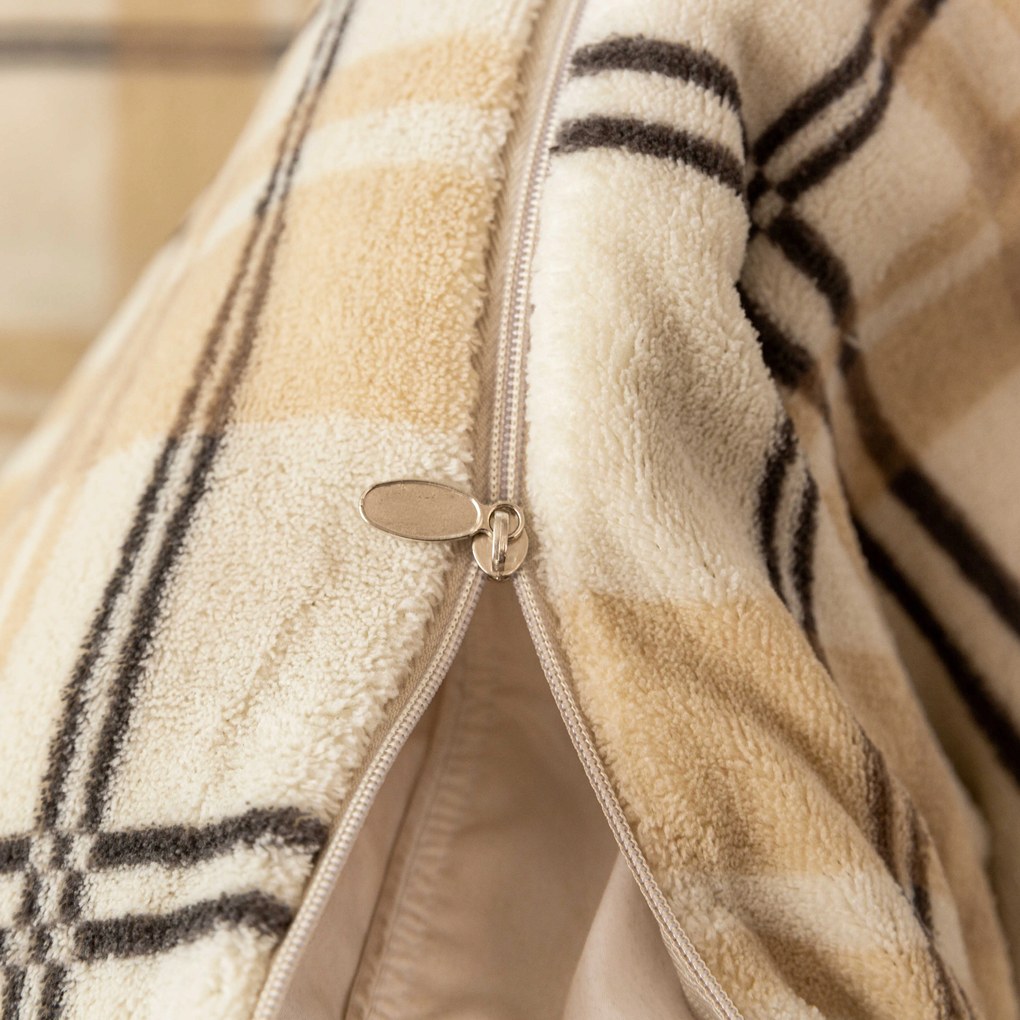 Lenjerie de pat microplush PLAID crem Dimensiunile lenjeriei: 2 buc 70 x 90 cm | 200 x 220 cm