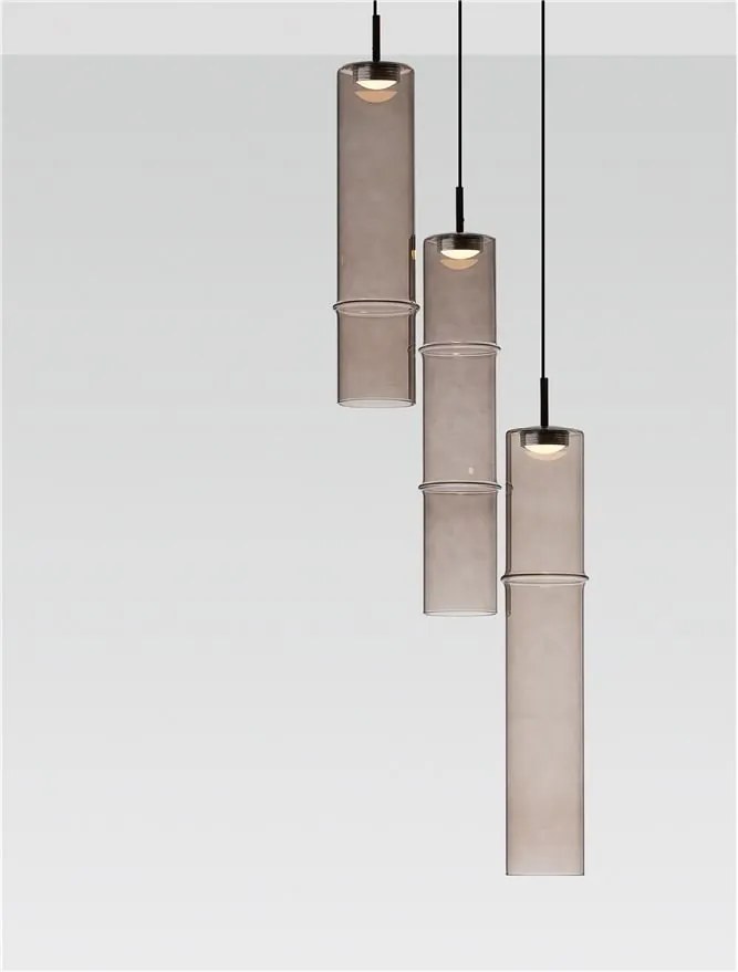 Lustra moderna cu 3 pendule LED, Metal, Sticla, Moca, SANO