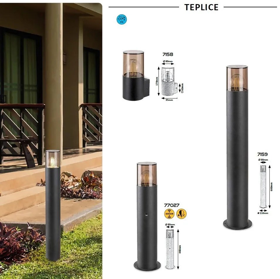 Stalp mic pentru iluminat exterior design modern IP44 Teplice