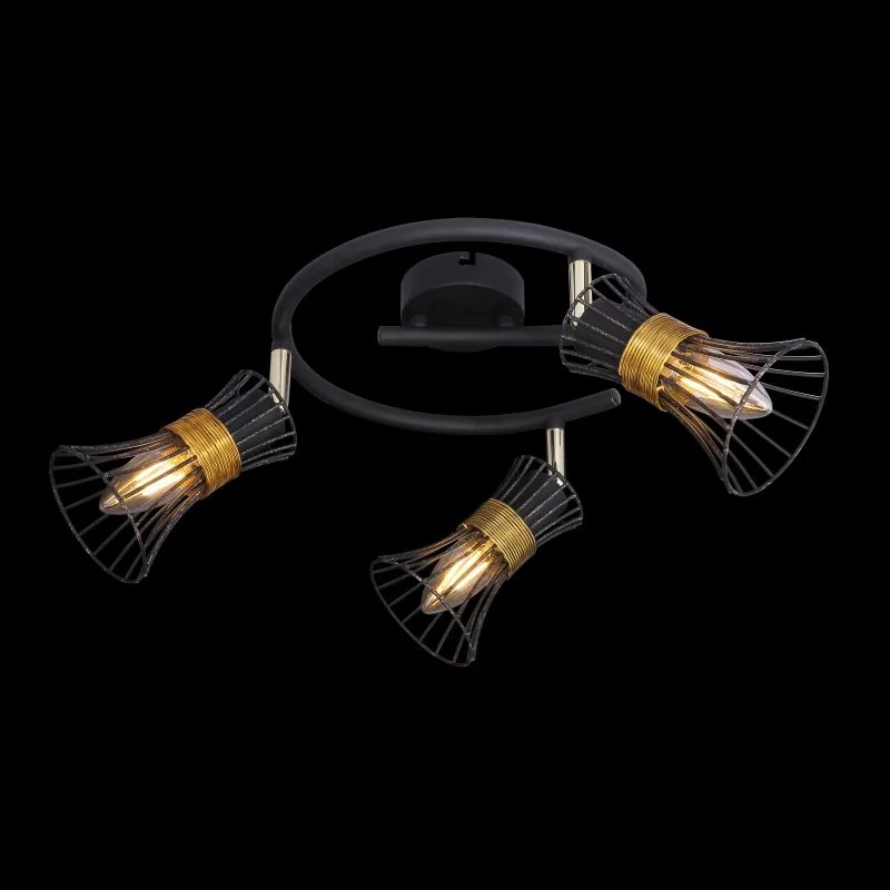 Plafoniera moderna metalica negru-aurie PURRA 3L 54814-3 GL