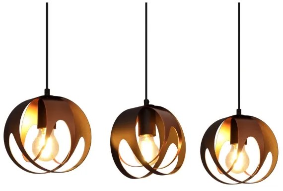 Lustră pe cablu MOONLIGHT 3xE27/15W/230V neagră/cupru