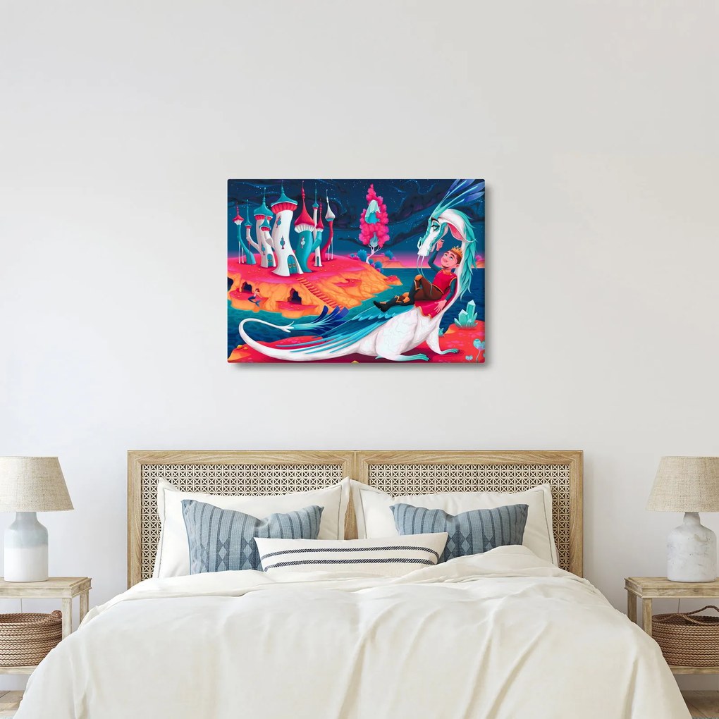 Tablou - Prinț și prințesa cu dragon (70x50 cm)