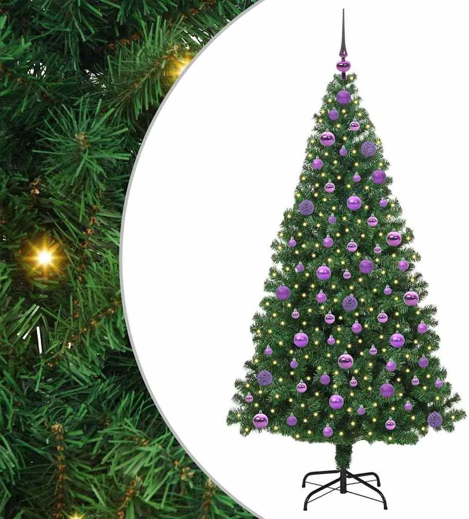 vidaXL Brad de Crăciun artificial Verde 180 cm PVC și Oțel și Plastic