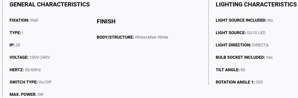 Aplica de perete cu spot directonabil STAN alb