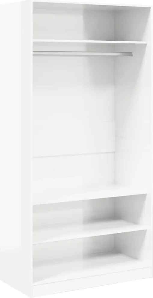 vidaXL Șifonier, alb extralucios, 100x50x200 cm, lemn prelucrat