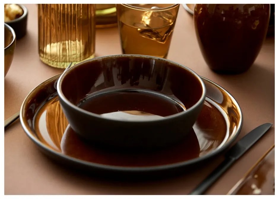 Farfurie neagră/chihlimbar din gresie ø 27 cm Gastro Black/Amber – Bitz