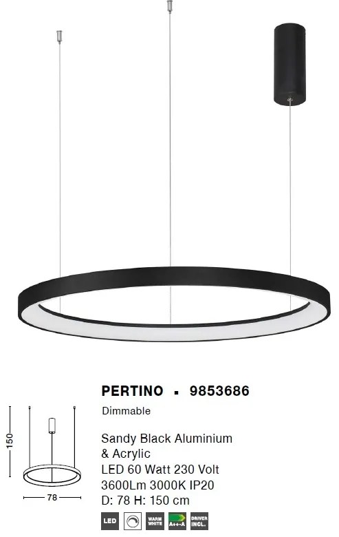 Lustra LED design modern circular PERTINO negru 60W NVL-9853686