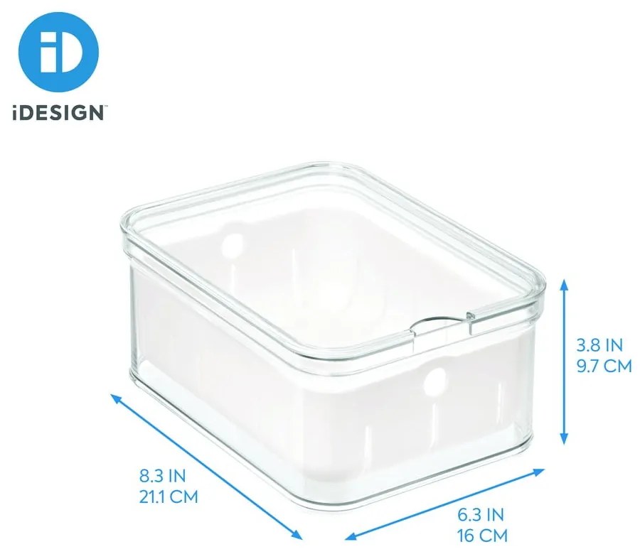Cutie depozitare transparentă cu capac iDesign, 21 x 16 cm