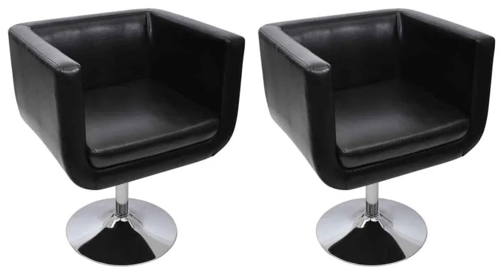 vidaXL Scaune de bar, 2 buc., piele artificială, negru