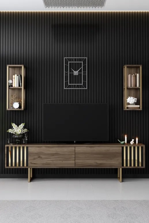Set de mobilier pentru living Gold, Nuc Negru