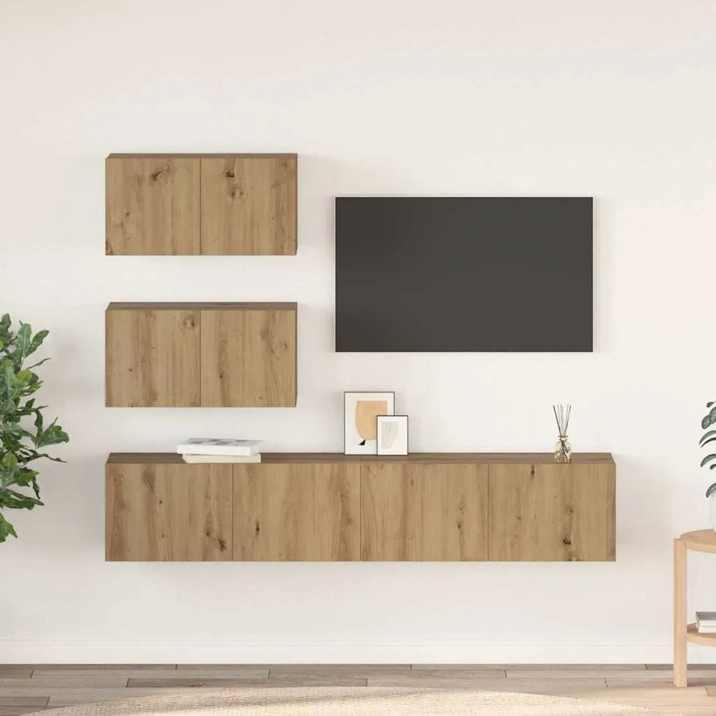 vidaXL Set comodă TV Pe perete 4 pcs stejar artizanal 80 x 30 x 30 cm
