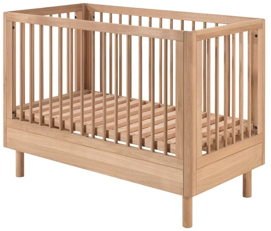 Pătuț în culoare naturală din lemn de stejar cu înălțime reglabilă 60x120 cm Forrest – Vipack