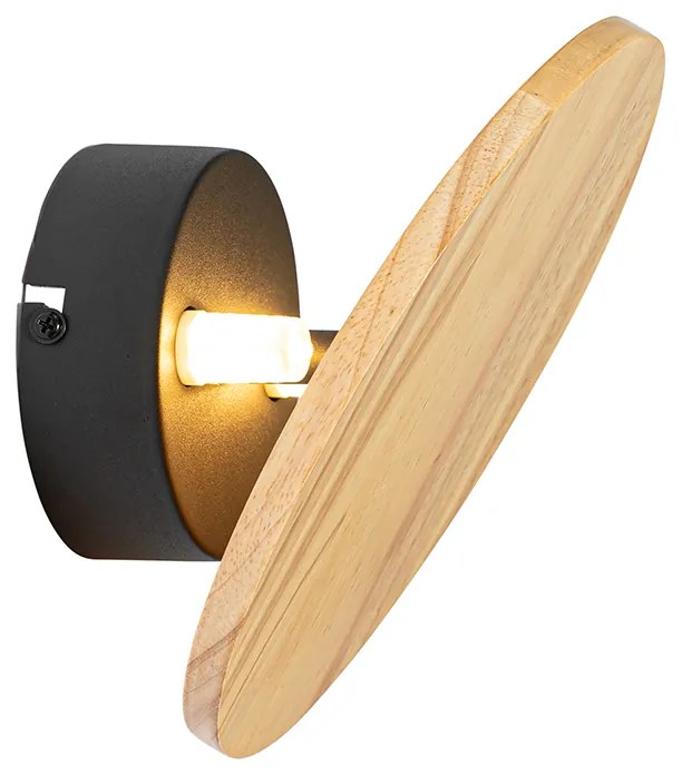 Aplică de perete rotundă din lemn rustic - Pulley