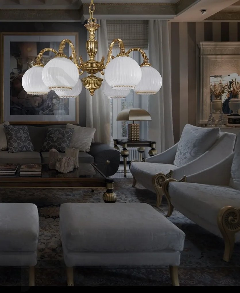 Candelabru din alama cu 6 brate design italian 9300