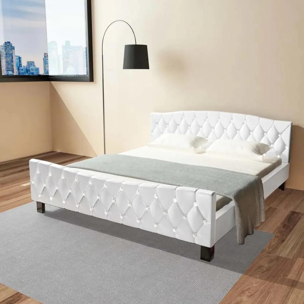 244259 vidaXL Cadru de pat din piele artificială, 180 x 200 cm, alb