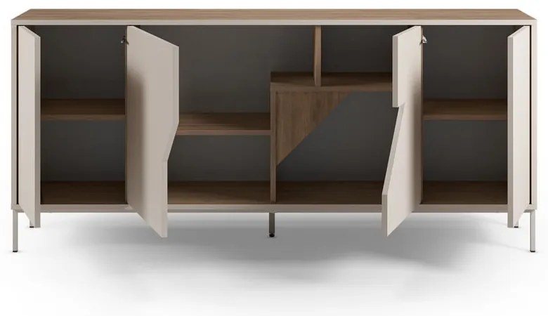 Comodă crem/în culoare naturală cu aspect de lemn de stejar 180x80x40 cm Lilou – Marckeric