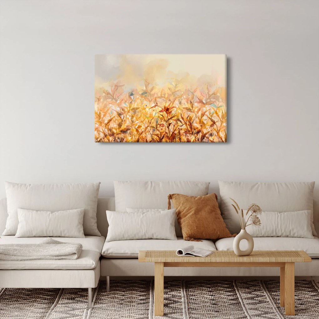 Tablou - Frunze în culori de toamnă, pictură în ulei (90x60 cm)