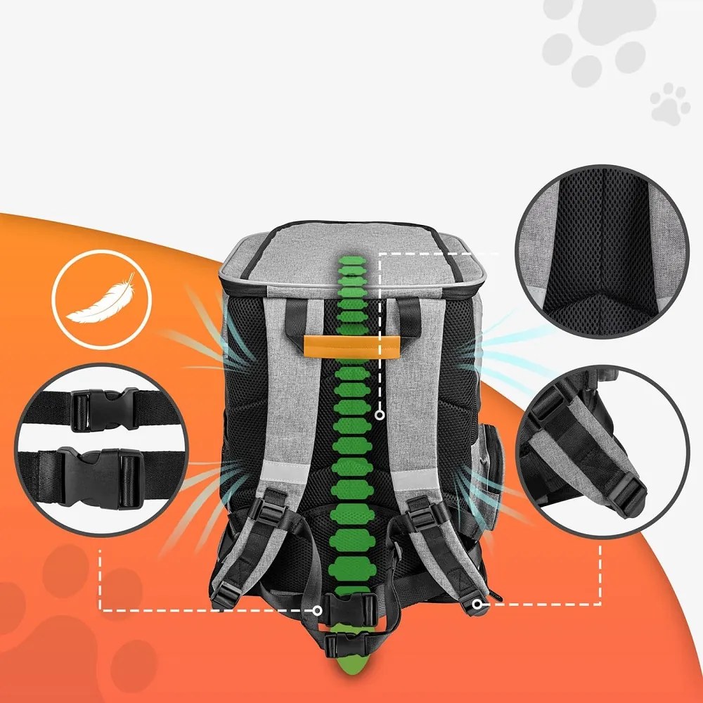 Rucsac pentru câini și pisici JOY, 31x30x41cm, gri Cadoca