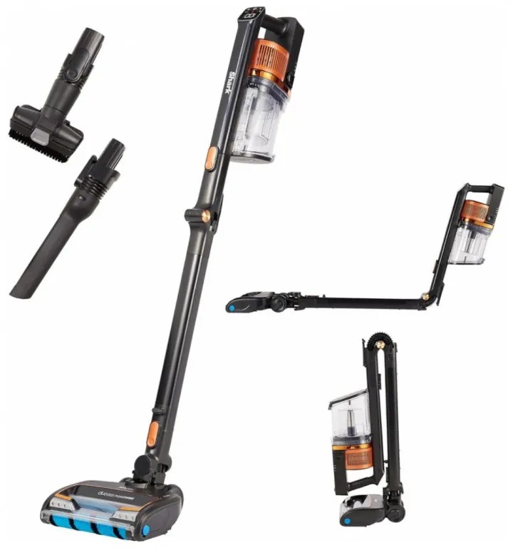 Aspirator vertical Ninja IZ300EUT, 309W, 0.7 l, 3 viteze, Autonomie pana la 60 min, HEPA, LED Smart display, Perie cu lumina, Negru / Rosu