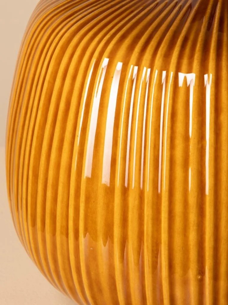 Lampa de masa, din ceramica cu abajur din in, D36cm, Estria