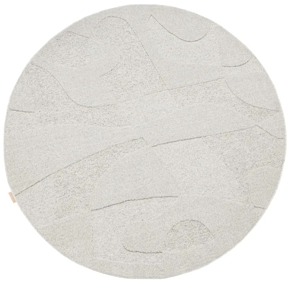 Covor gri deschis rotund din lână ø 133 cm Morphic Botanica – Agnella