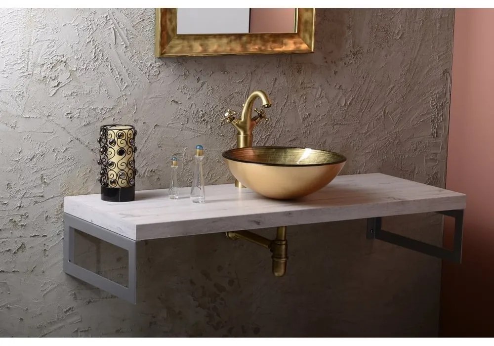 Chiuvetă aurie rotundă din sticlă ø 42 cm Fianna – Sapho