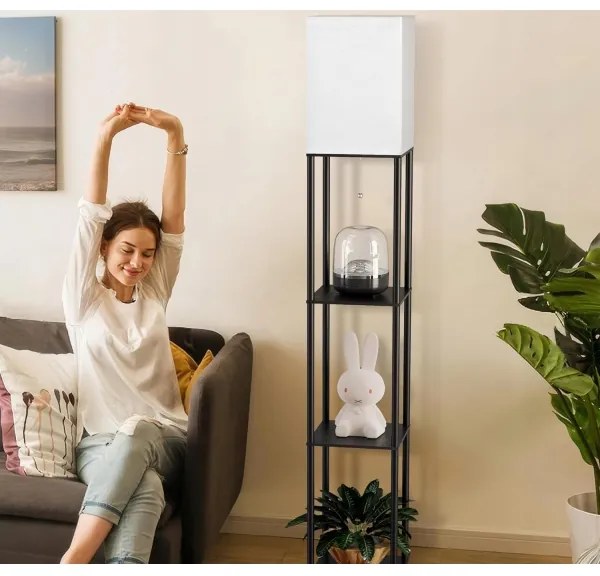 Lampă de podea cu polițe 1xE27/40W/230V 160 cm neagră/albă