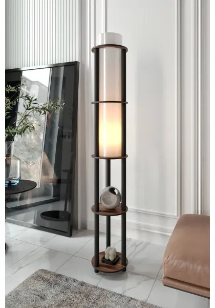 Lampadar cu polițe NOTO, 1xE27/40W/230V, maro/negru