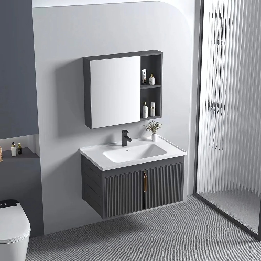 Set mobilier de baie cu lavoar Astor 60cm Grey