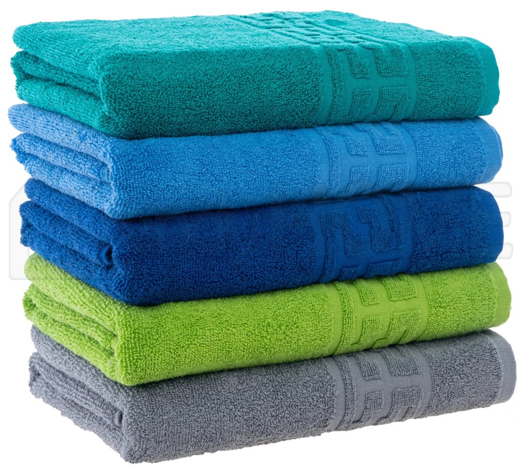 Set 5 Prosoape Baie, Bumbac 100% - Verde Inchis Bleu Albastru Verde Gri