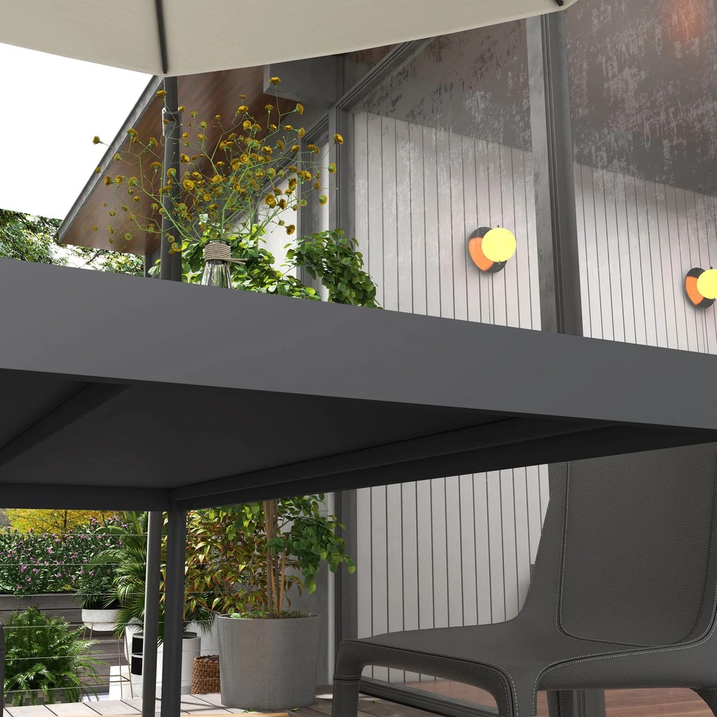 Outsunny Masă de Grădină cu Lamele, Dimensiuni 145x90 cm, Masă de Dining pentru 6 Persoane, Rectangulară, din Aluminiu și Oțel, pentru Curte, Terasă, Balcon și Exterior, Gri Închis | Aosom Romania